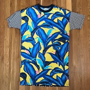 Adidas Blue and Yellow Tropical Dress EUC M Rare